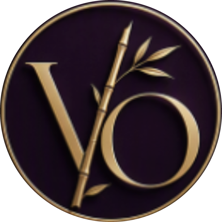 Velvet Oasis Pilates Boutique crest — gold VO monogram with bamboo